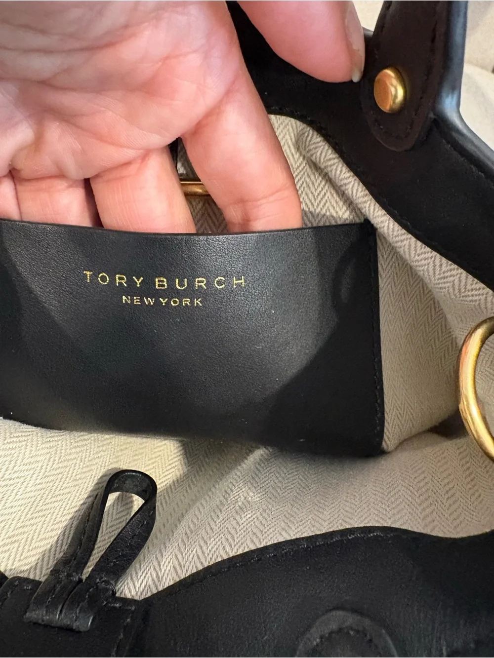 Tory Burch Black Leather Mini Miller Bucket bag